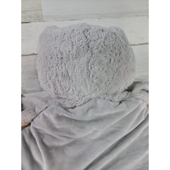 Plush Gray Owl Play Mat Belly Tummy Time Soft Bearington Baby Lovey Blanket 32" - Picture 6 of 13